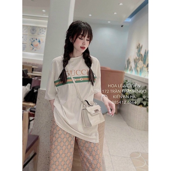 sét bộ thun áo phom rộng xẽ tà quần sọc ngan ống loe ny788
