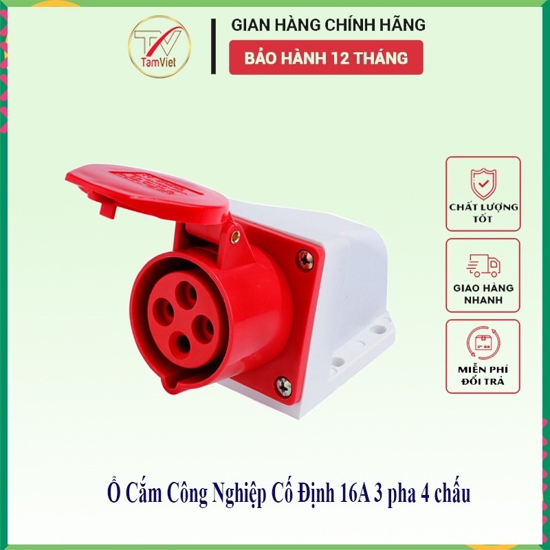 Combo 10 ổ Cắm Công Nghiệp Gắn Tường 1 Pha 16A--32A 3 Chấu 4 chấu 5 chấu (Cố Định)