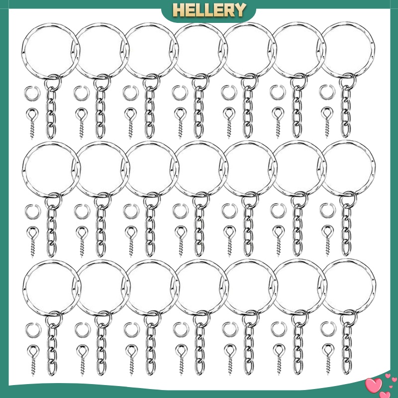 [HELLERY]50Pcs Lots 25mm Gold Keyring Keychain Split Key Rings with Chain DIY Findings