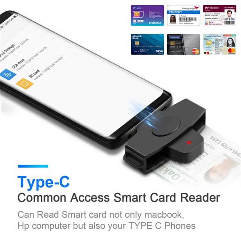 [shafineVN]USB type c smart Card Reader memory ID Bank EMV electronic DNIE dni citizen sim