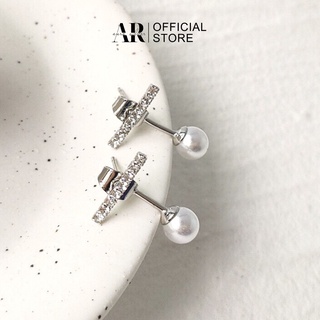 Bông tai Aura bạc cho nữ, Khuyên tai đá đính ngọc trai nhân tạo-Aura Silver-KT11