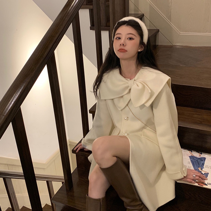 Áo Khoác Dạ Tiểu Thư Dáng Dài Style Ngọt Ngào Chất Siêu Đẹp Cho Nữ