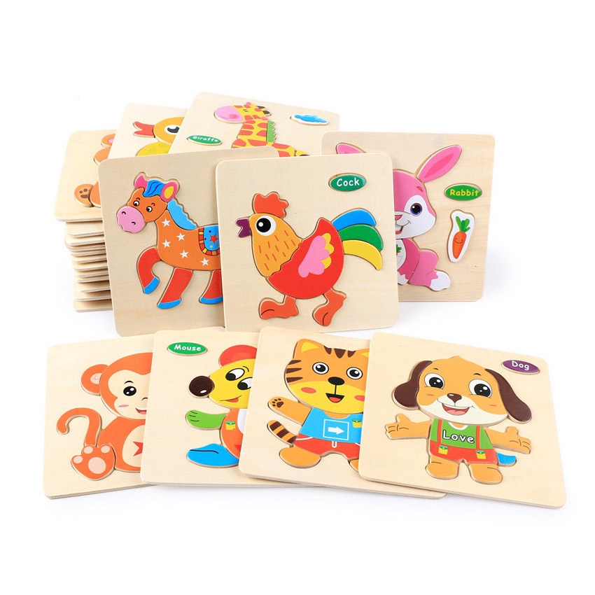 Đồ Chơi Xếp Hình, Lắp Ráp Tranh Ghép Gỗ 3D Nhiều Hình Ngộ Nghĩnh