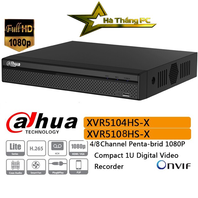 [Mã 154ELSALE2 giảm 7% đơn 300K] Đầu ghi hình 4 8 kênh 2.0Mp XVR 5104HS-X 5108HS-X Sắt CHÍNH HÃNG DSS