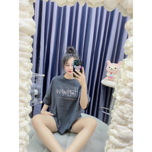 Áo Thun 3158 Mặt Nhung Happiness 🥰🥰 Hàng Xịn Đẹp Sẵn Fom To Rộng&lt;65kg