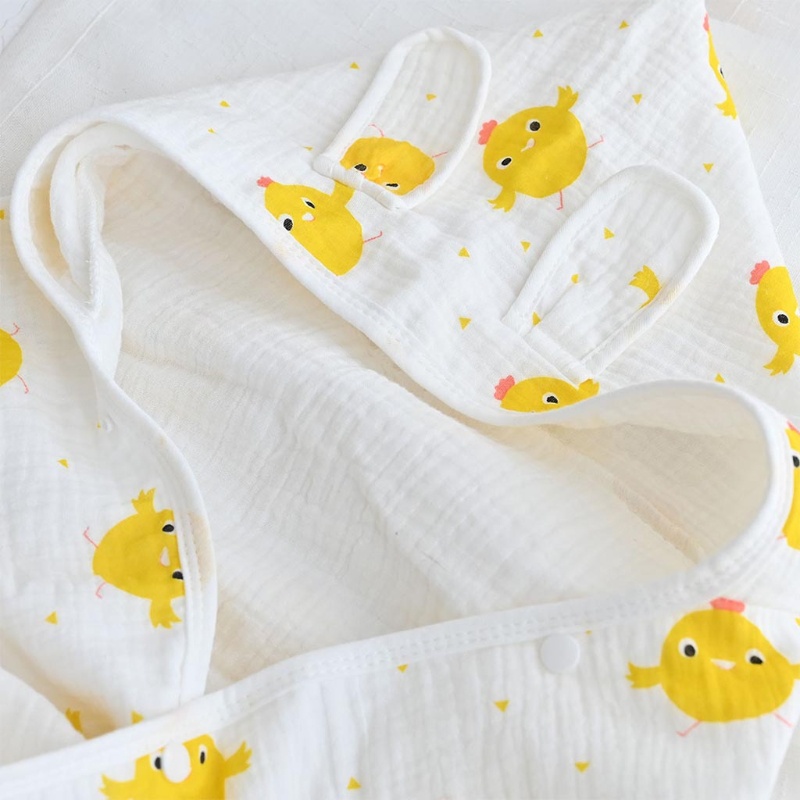 Khăn Choàng Tắm Có Mũ Trùm Đầu Bằng Cotton Mềm Mại In Họa Tiết Hoạt Hình Cho Bé