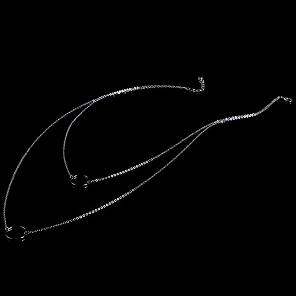 Dây chuyền 2 tầng hợp kim mạ bạc/vàng họa tiết hình tròn thanh lịch quyến rũ dành cho nữ