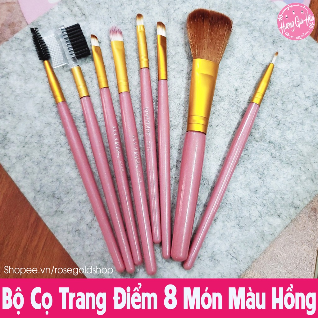 Bộ Cọ Trang Điểm 8 Món Lông Cọ Mềm Với Màu Hồng Cực Dễ Thương