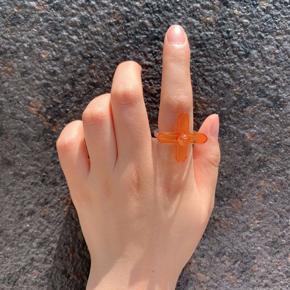 Nhẫn Nhựa Acrylic Trong Suốt Họa Tiết Hoa Nhiều Màu Thời Trang