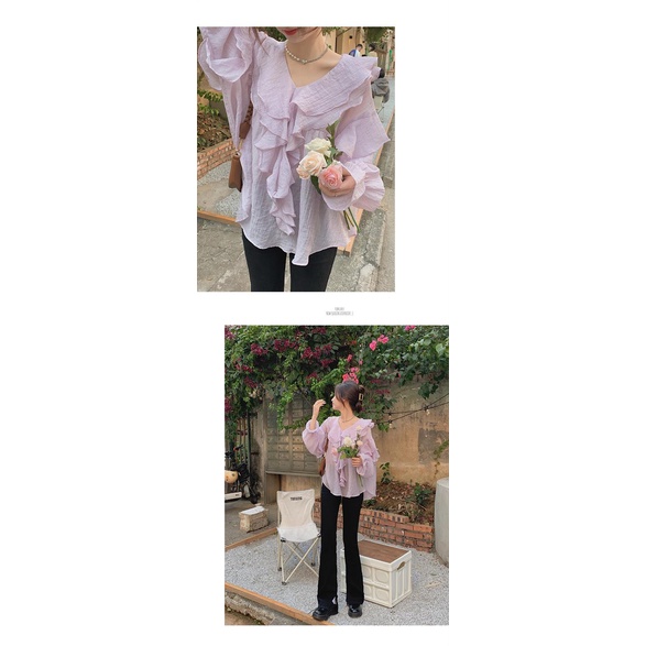 Áo Sơ Mi chiffon Tay Dài Phồng Cổ Chữ v Thời Trang Xuân Hè 2022 Mới Dành Cho Bạn Nữ