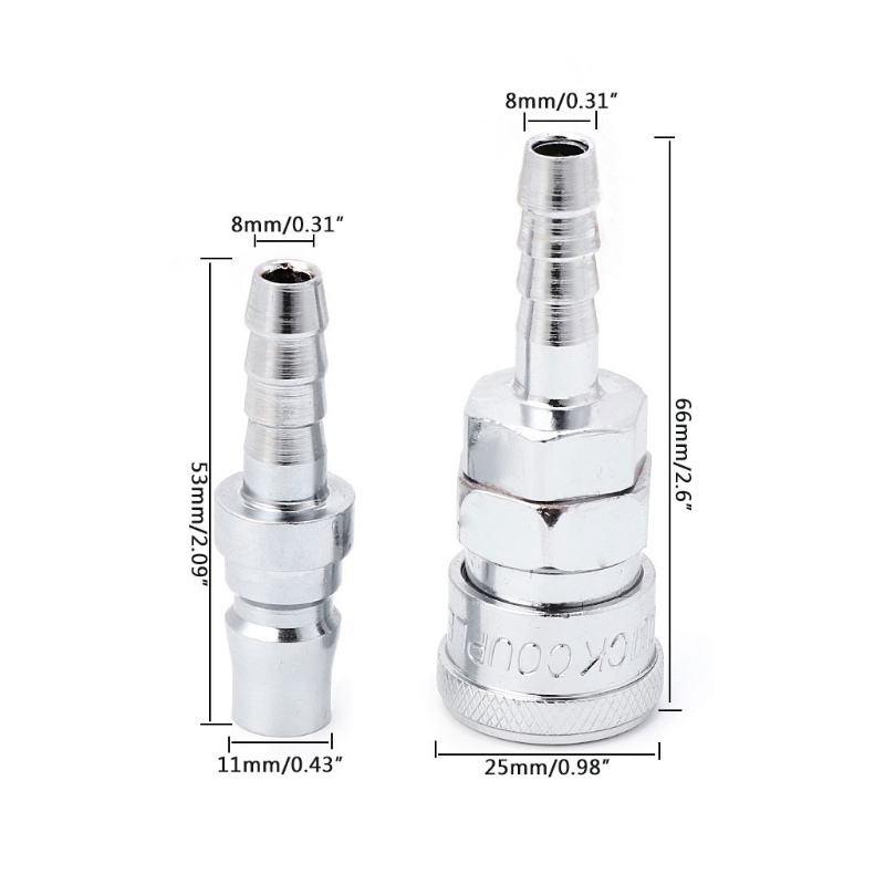 ✿LIDU 2 Pcs 8mm Pneumatic Air Line Hose Quick Release Coupler Connectors Compressor