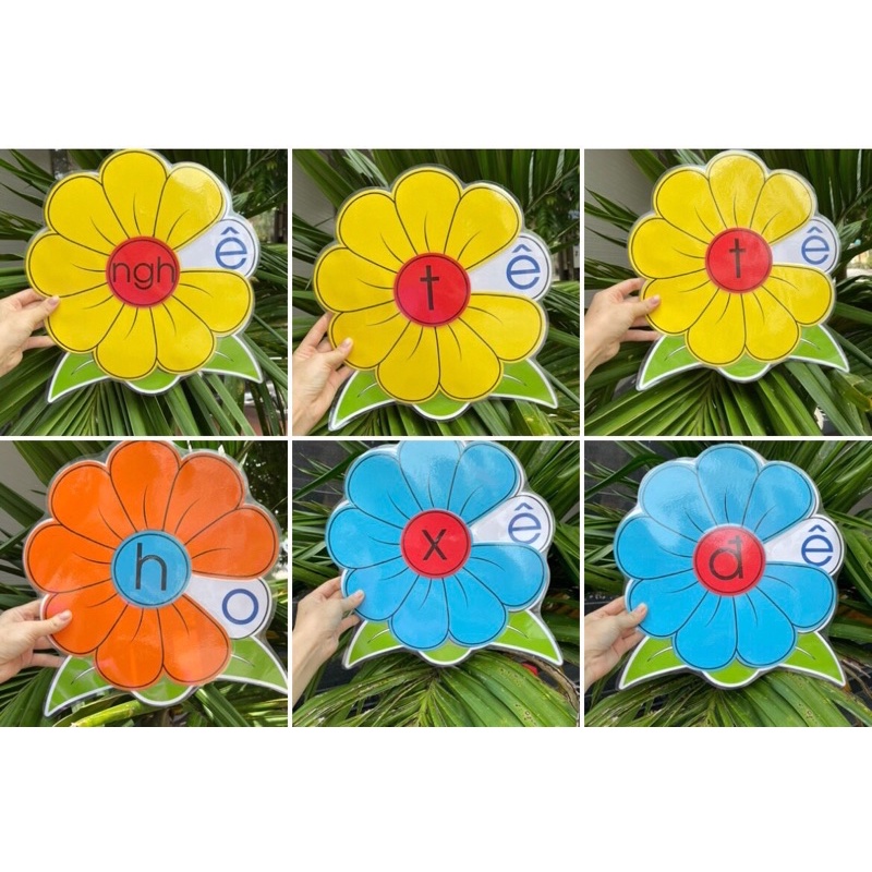 Hoa xoay đánh vần 9 cánh-Màu sắc tươi, Ép plastic toàn bộ cho bé nhanh biết đọc