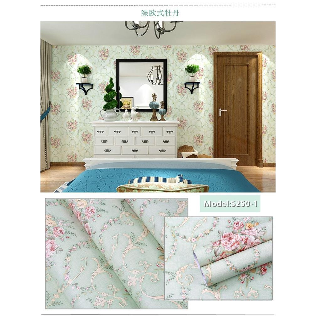 Giấy dán tường phòng ngủ 3d 10m hoa văn đẹp có keo sẵn giá rẻ ovivi