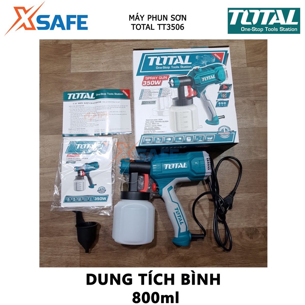 Máy phun sơn dùng điện TOTAL TT3506 Súng phun sơn 220-240V, công suất 450W, lưu lượng tối đa 380ml/phút - Chính hãng