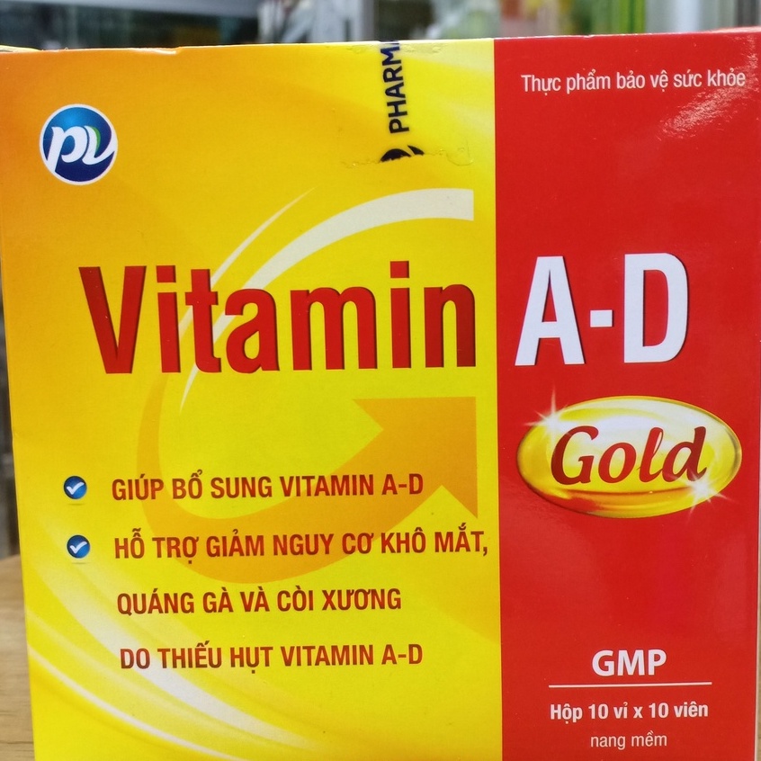 Vitamin A-D Gold - phòng ngừa thiếu vitamin A, D cho trẻ em, phụ nữ đang mang thai hộp 100 viên