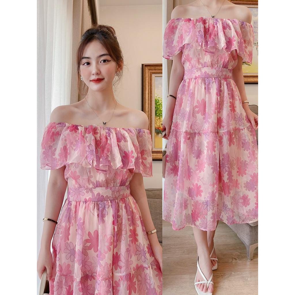 VÁY TƠ HOA TRỄ VAI