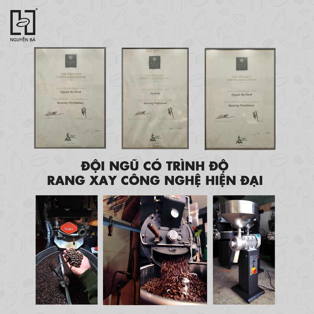 Cà phê nguyên chất pha phin ROBUSTA Nguyễn Bá Coffee - cafe rang xay nguyên chất gu đắng đậm hậu ngọt gu truyền thống