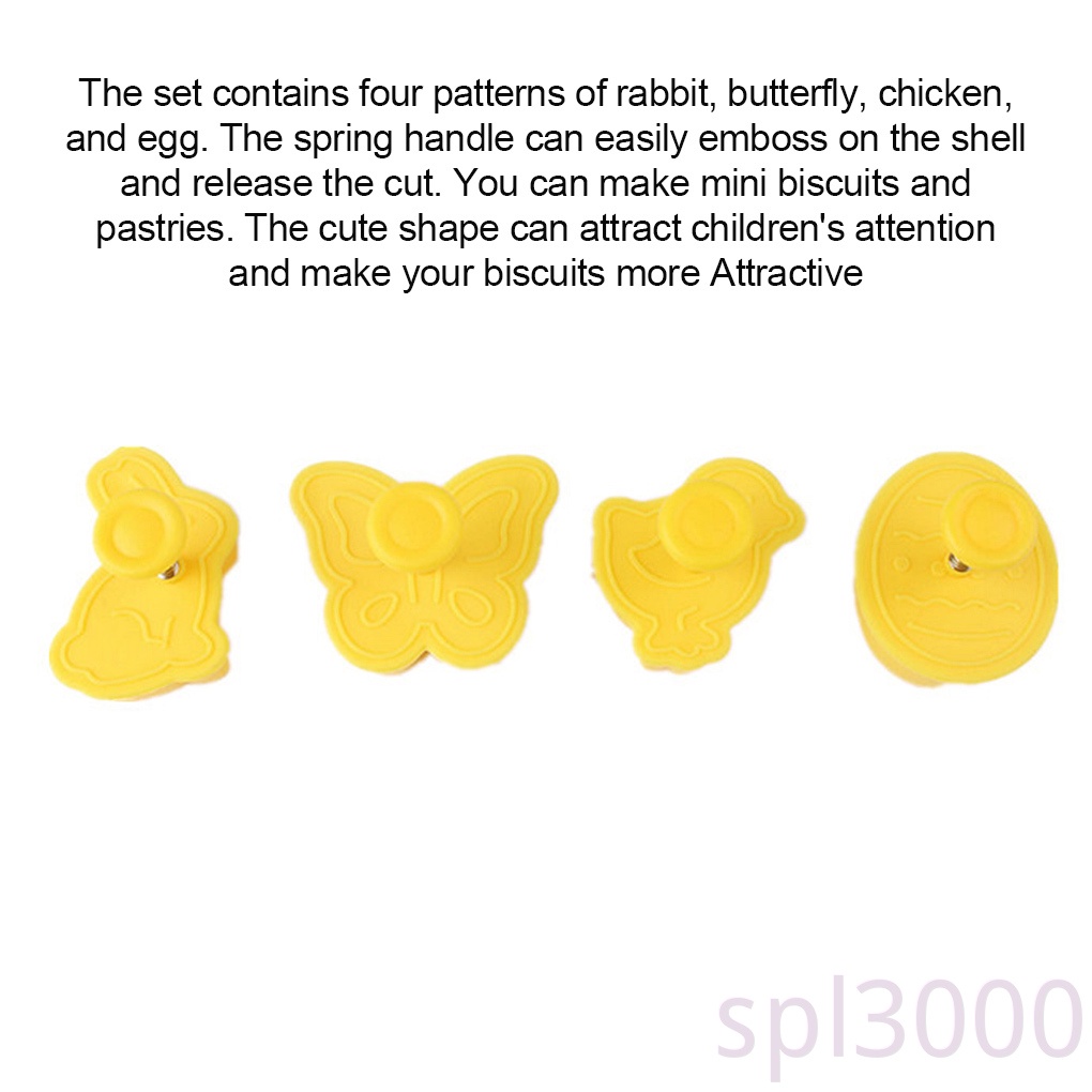 Set 4 Khuôn Nhấn Tạo Hình Làm Bánh Quy Hình Động Vật 3d