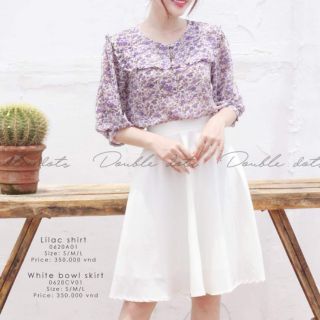 DoubleDots - Chân váy trắng xoè thắt nơ lưng white Bowl skirt