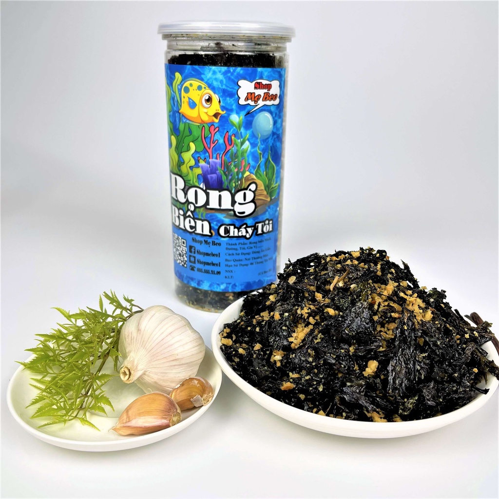 Rong Biển Cháy Tỏi Hộp 150Gram Ăn Vặt Ngon