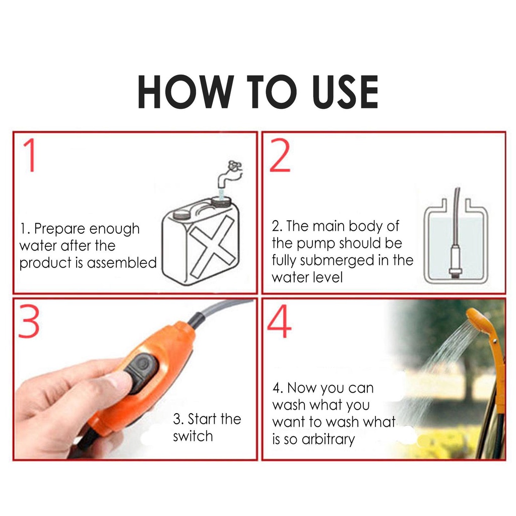 Vòi Hoa Sen Điện Tử 12V Kèm Đầu Bơm Cho Xe Hơi/Leo Núi/Cắm Trại