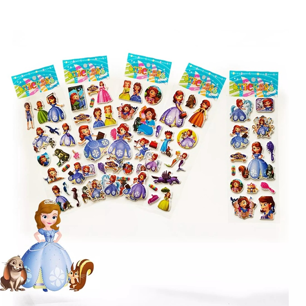 Set 10 Hình dán nổi làm phần thưởng tự học, tự chơi cho bé gái, hình dán hoạt hình dành cho trẻ em