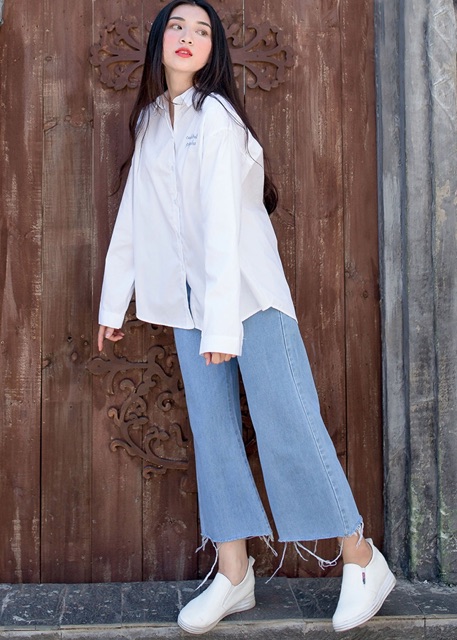 Áo Sơ Mi Nữ Fom Rộng Xẻ Tà Sau ENVY (freesize)