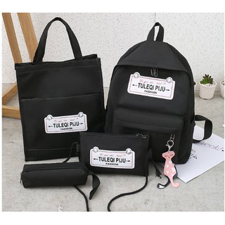 Set 4 món balo + tote vừa A4 MEOW MEOW giá rẻ mang đi học đi chơi