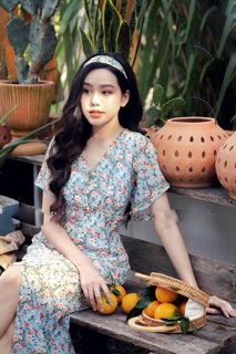 Váy hoa xanh cúc ngọc