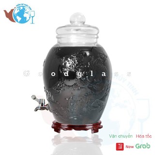 Bình thuỷ tinh 25 lít ngâm rượu sâm rồng phụng có van và không van