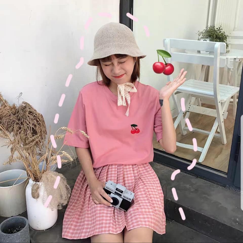 SET ÁO THÊU CHÂN VÁY KẺ