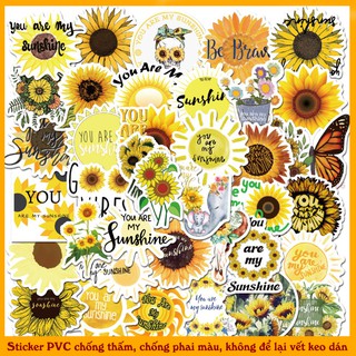 Set 30 Sticker Hoa Hướng Dương You Are My SunShine Tuyệt Đẹp, Dùng Trang Trí Sổ Tay, Sách Vở, Nhật Ký