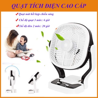 Quạt Tích Điện,Quạt Sạc Điện. Tích hợp 3 chức năng: quạt, đèn led, sử dụng như sạc dự phòng, quạt mát 6h, đèn 20h