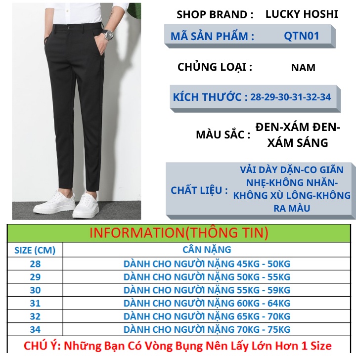 Quần tây nam đi học hàn quốc cao cấp không nhăn không xù lông không ra màu QTN01