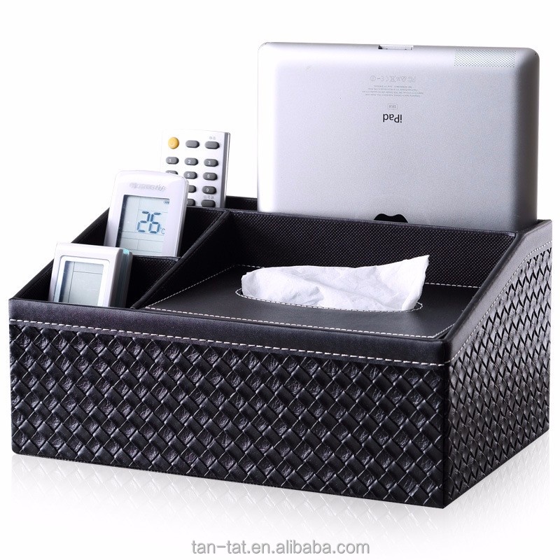 Hộp đựng khăn giấy để bàn, hộp đựng đồ đa năng thiết kế nhiều ngăn sang trọng