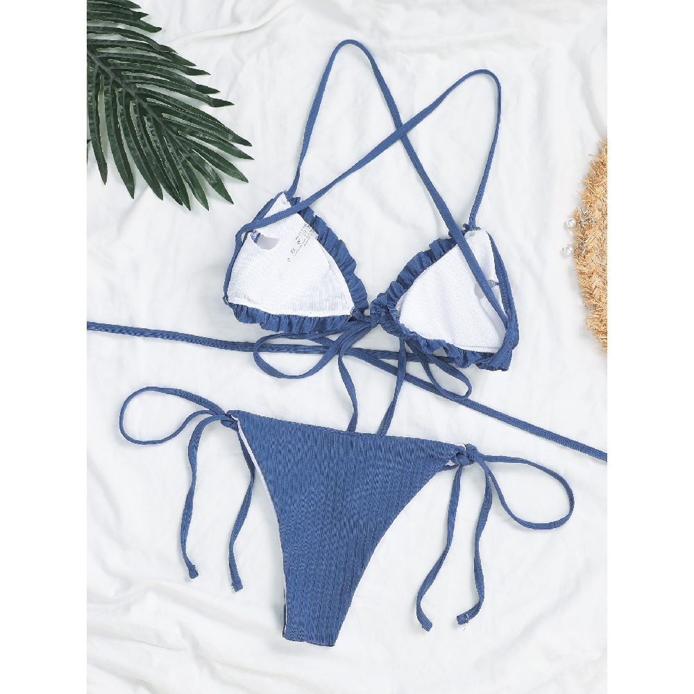 Bộ Đồ Bơi Bikini Hai Mảnh Trơn Màu Có Dây Điều Chỉnh Được Cho Nữ Zj141