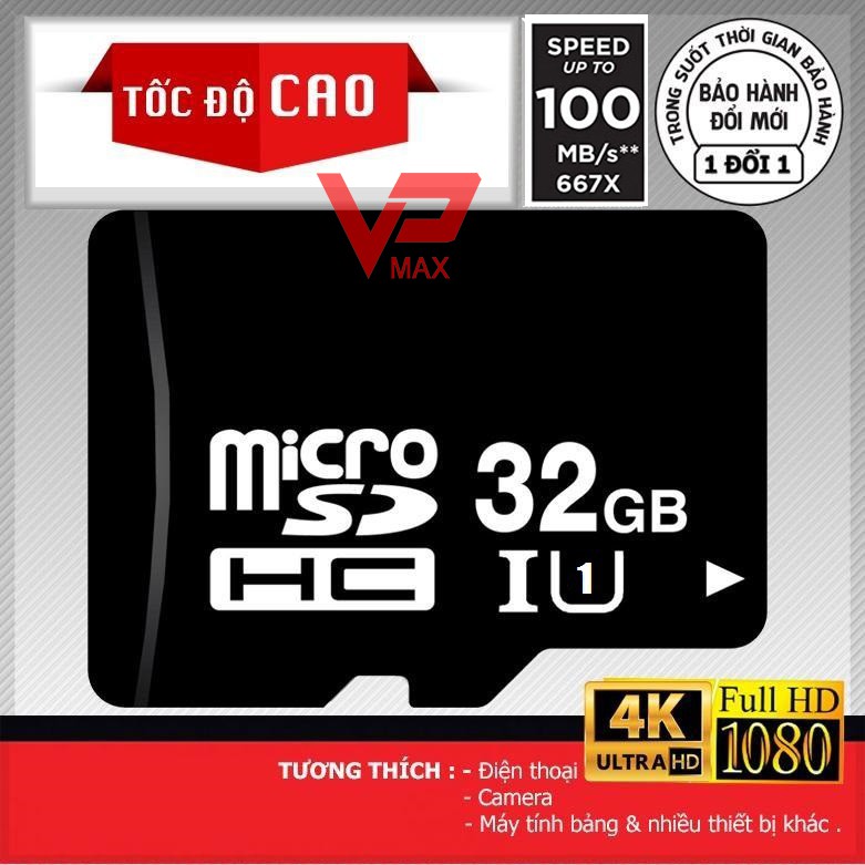 Thẻ nhớ Micro HC 32Gb tốc độ 100Mb/s | BigBuy360 - bigbuy360.vn