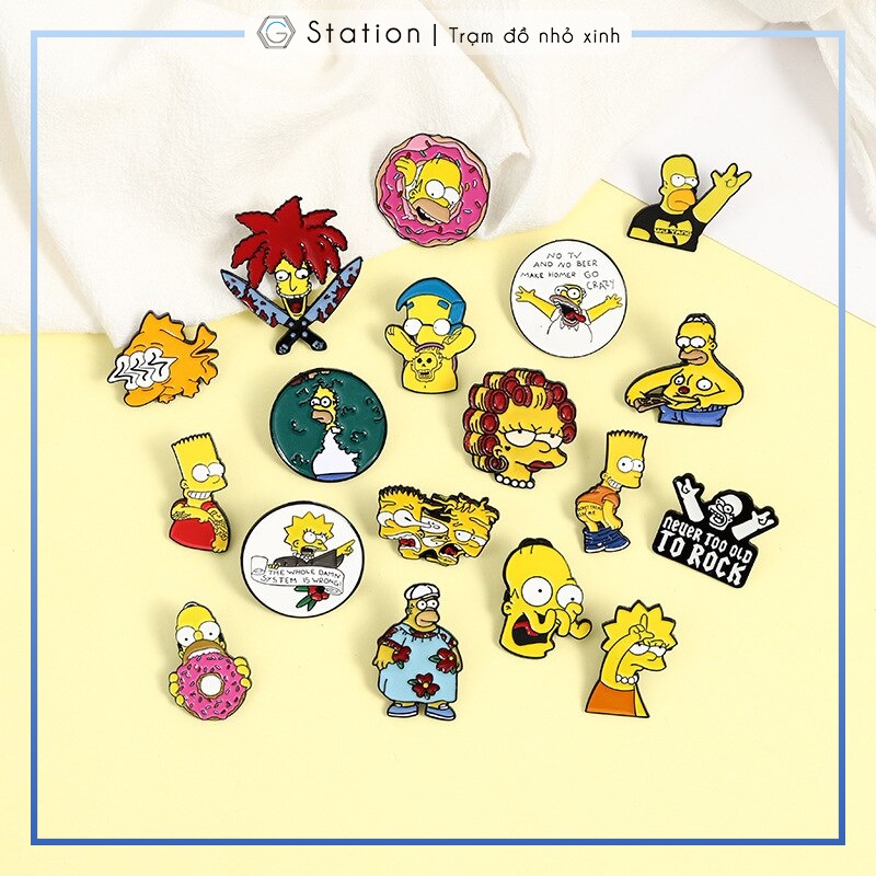 Pin cài áo hoạt hình cartoon hình gia đình Simpsons - GC095