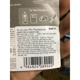 Pin aaa panasonic lr03t/2b alkaline - vỉ 2 viên
