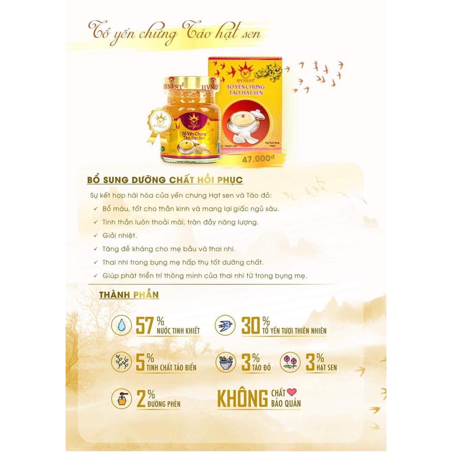 Tổ Yến chưng Táo hạt sen, Yến sào Hoàng Việt, Bồi bổ sức khỏe tăng cường sức đề kháng | BigBuy360 - bigbuy360.vn
