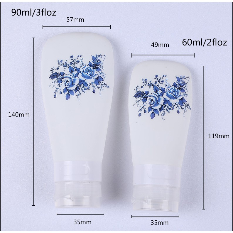 Lọ chiết mỹ phẩm dầu gội du lịch silicon Hoa Hồng 60ml, 90ml