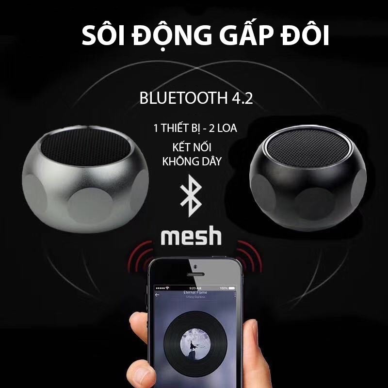 Loa bluetooth nghe nhạc GrownTech M10 siêu mini, dòng cao cấp kèm dây bass trầm