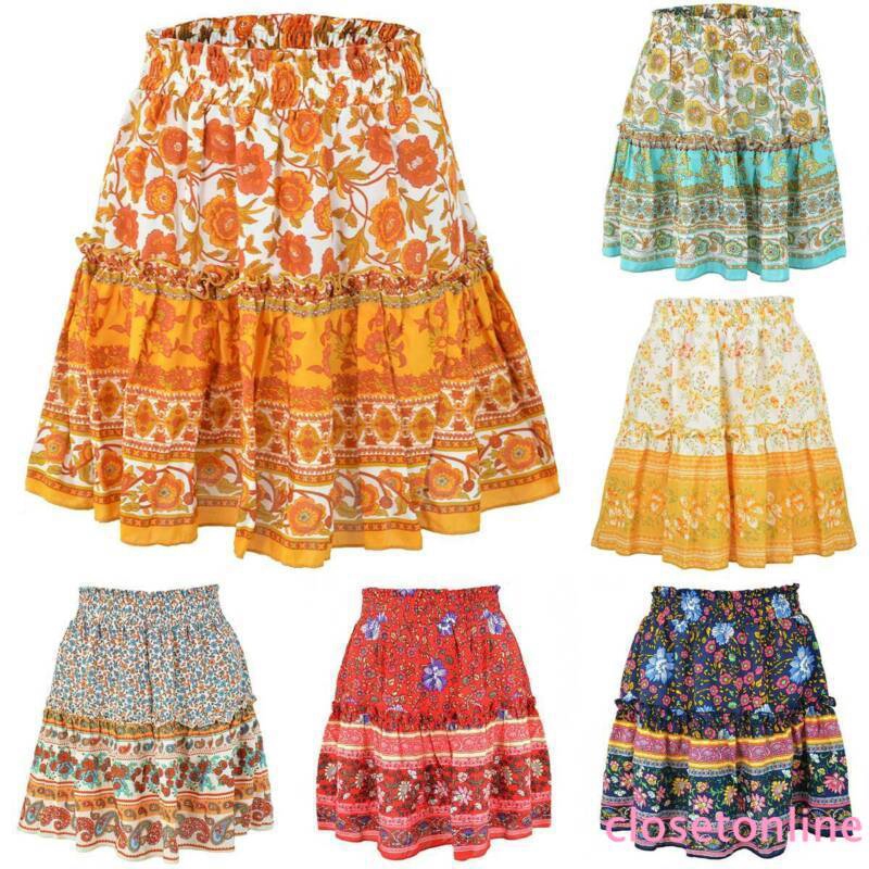 Chân Váy Xếp Ly Họa Tiết Hoa Lưng Cao Co Giãn Thời Trang Mùa Hè Cho Nữ | BigBuy360 - bigbuy360.vn