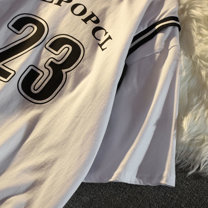 Áo Thun Ngắn Tay Giả Hai Lớp Phong Cách Hàn Quốc Hàng Mới Dành Cho Nữ Sinh