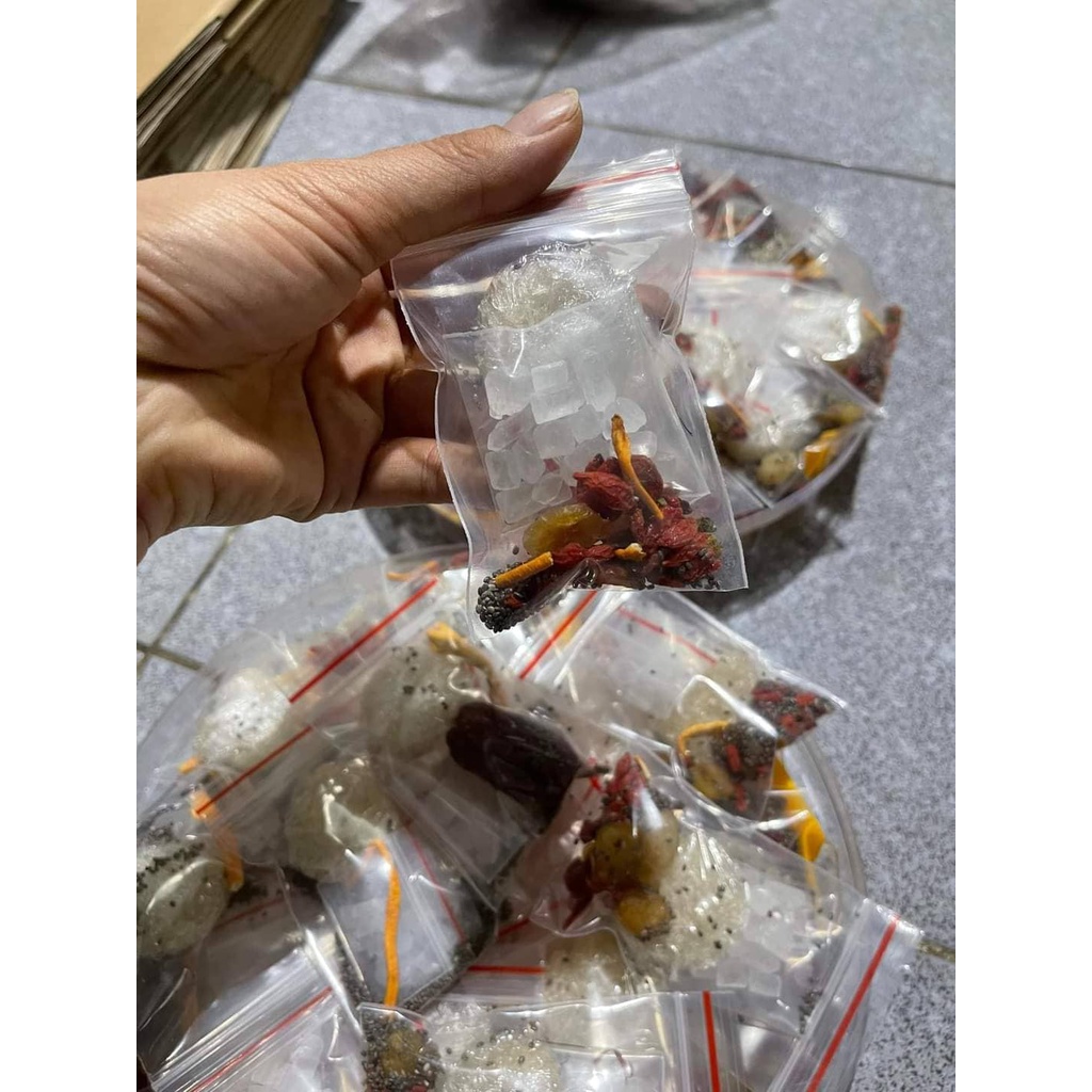 COMBO 5 SET YẾN BABY MIX ĐỒ CHƯNG HẠT CHIA, TÁO ĐỎ, LONG NHÃN, NẤM ĐÔNG TRÙNG, ĐƯỜNG PHÈN