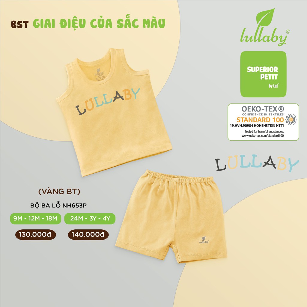 [LULLABY] Bộ ba lỗ sát nách cho bé trai bé gái, quần áo trẻ em hãng Lullaby - NH653P - BST XUÂN HÈ 2021