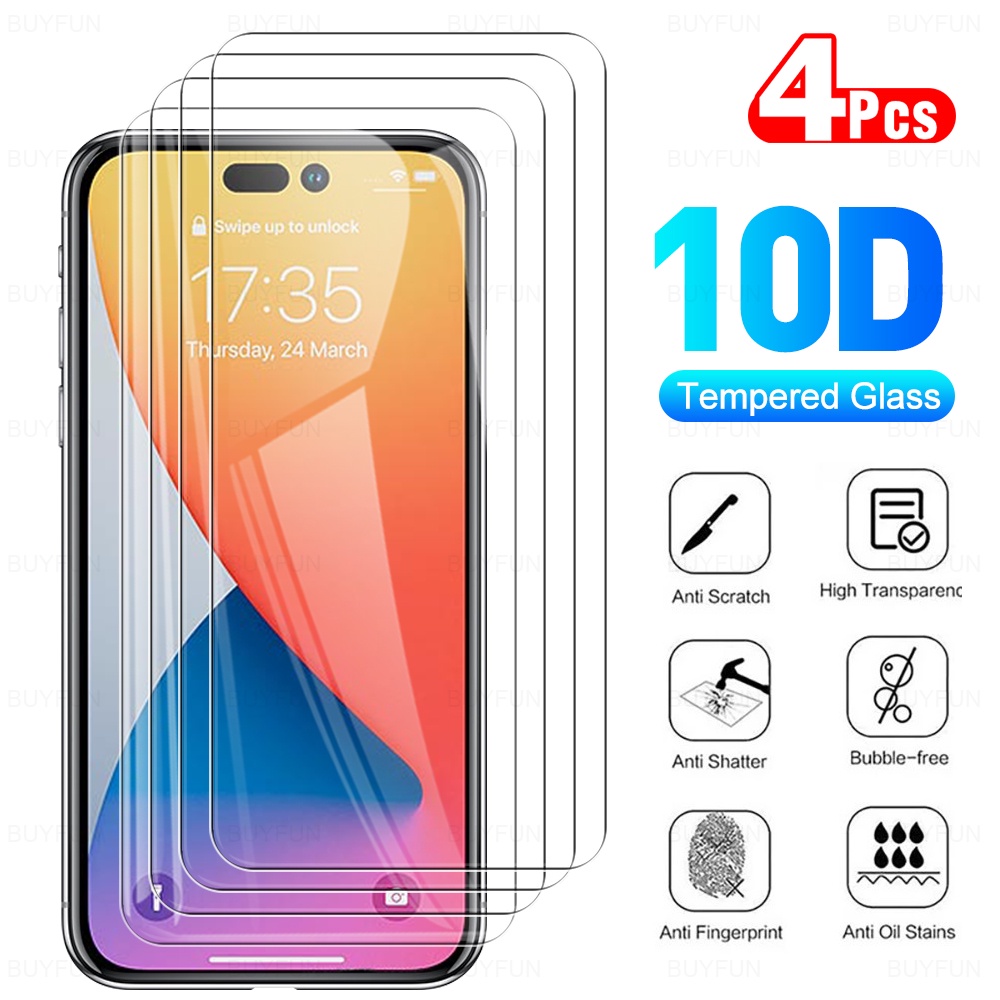 Set 4 Kính Cường Lực Bảo Vệ Màn Hình Điện Thoại Cho iPhone 14 11 12 13 Pro Max 8 7 Plus SE 2020 2022