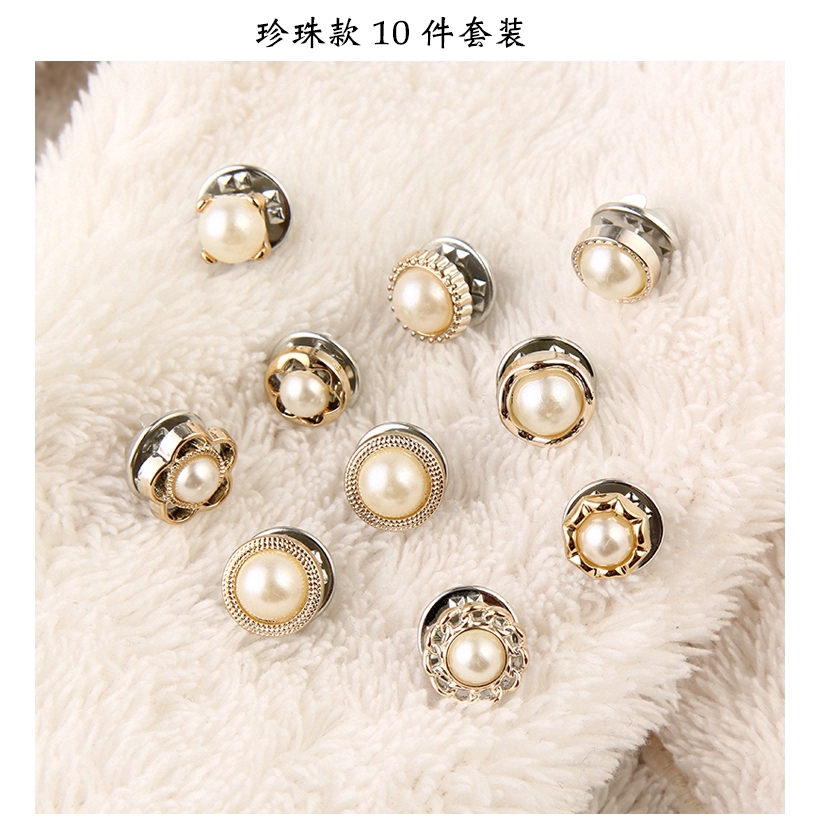 Set 10 ghim cài đính ngọc trai và kim cương giả xinh xắn dành cho nữ