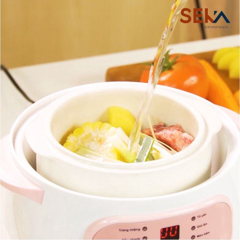 Nồi Nấu Cháo Chậm SEKA, Nồi Ninh, Hầm, Hấp Cách Thủy 4 in 1, Nồi Đa Năng cho gia đình bảo hành 1 năm