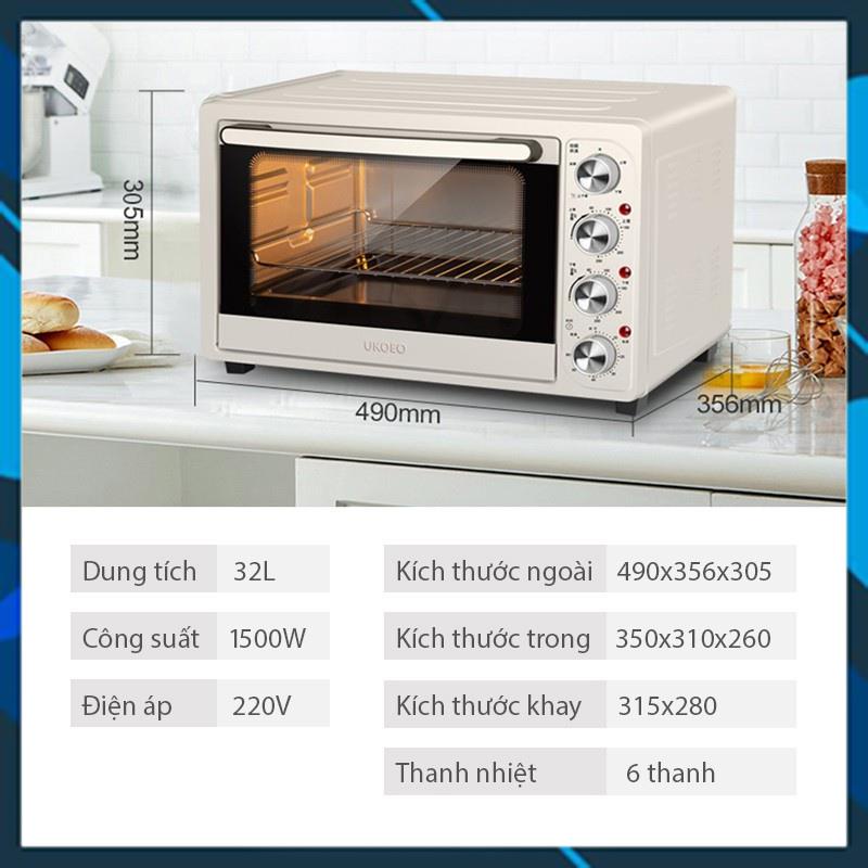 Lò nướng bánh UKOEO 32L D1, Lò nướng điện 52L,70/102/120L HBD5002 (bản nội địa), Lò nướng bánh, nướng thịt BH 12 tháng